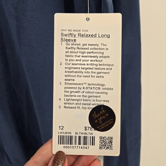 NWT Lululemon Swiftly Relaxed Long-Sleeve Shirt Updated Fit - 12 Blue Twill - Picture 5 of 8